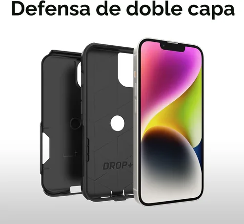 Vista 3 de OtterBox - Funda serie Commuter para iPhone 14 y 13, color negro, delgada y resistente, apta para bolsillo, con protección de puerto de carga
