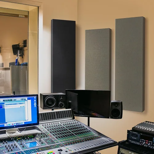 Vista 4 de Paneles acústicos de 2 pulgadas de grosor con soportes para colgar en la pared, 2 paneles de fibra de vidrio de 47.2 x 11.8 pulgadas de absorción