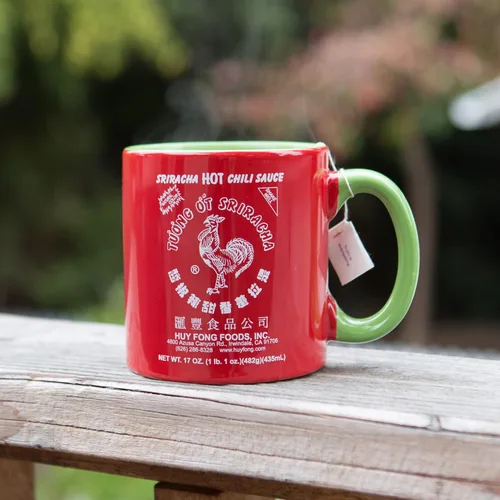 Vista 3 de Sriracha2Go Taza de cerámica Rojo y Verde, grande, de 20 oz