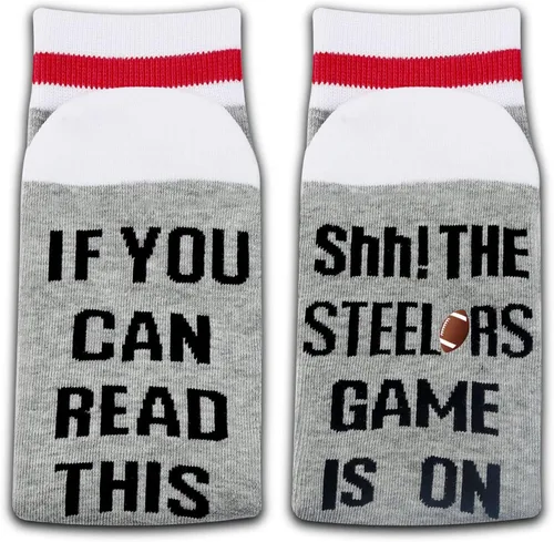 Vista 5 de Regalo de fútbol americano, regalo divertido de cumpleaños, calcetines de fútbol novedosos, Juego Steelers, talla única