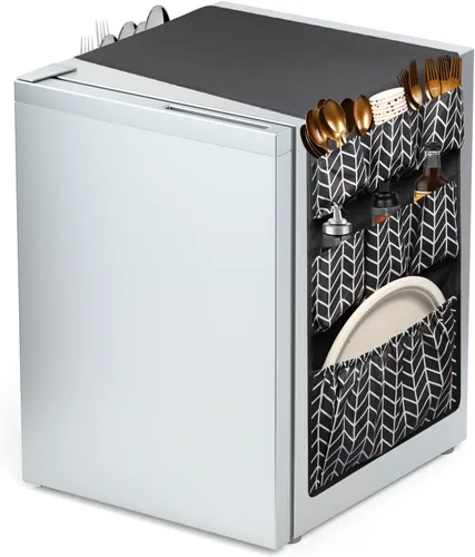 Vista 6 de Mini organizador de refrigerador de 65 x 12.6 pulgadas, mini organizador para refrigerador con 15 bolsillos grandes, almacenamiento sobre