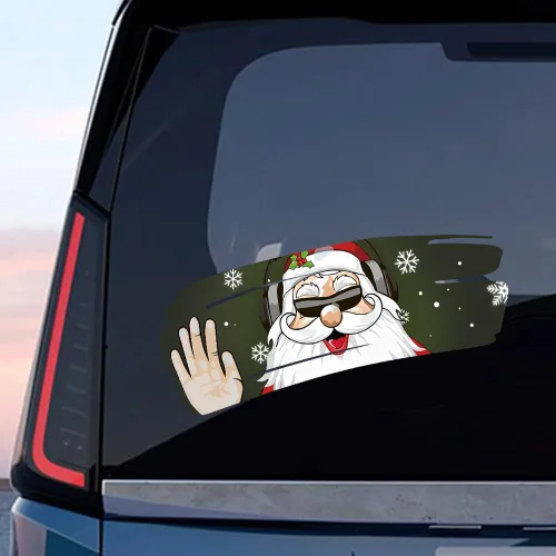 Vista 17 de Pegatina Navideña de Papá Noel Asomado, Lindas Pegatinas de Venado y Muñeco de Nieve para Ventana, Adhesivos para Parachoques de Coche, Adornos
