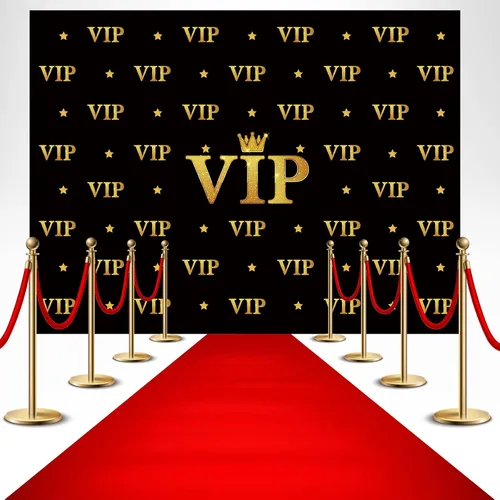 Vista 3 de VitalCozy 6.5 x 5 pies telón de fondo VIP para fotografía alfombra roja evento película premio telón de fondo corona estrella negro telón de fondo