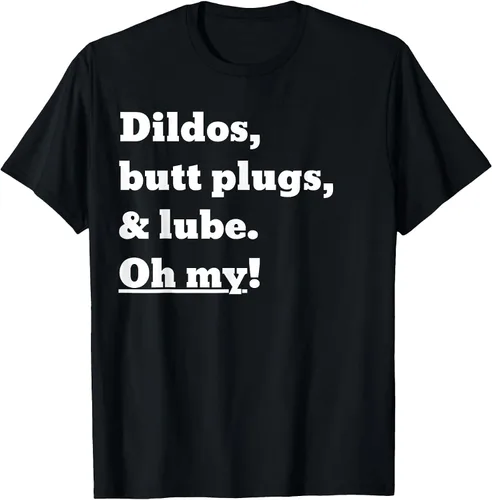 Vista 37 de Consoladores, tapones para los glúteos y lubricante. Camiseta Oh My! Azul bebé