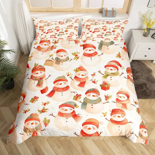 Vista 40 de Juego de funda de edredón con diseño de ciervo de cabaña, tamaño twin, juego de ropa de cama rústica de tablón de madera de árbol de Navidad