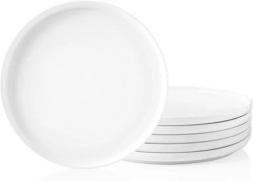 Vista 7 de Kanwone Plato de porcelana de 10 pulgadas, blanco, apto para microondas y lavavajillas