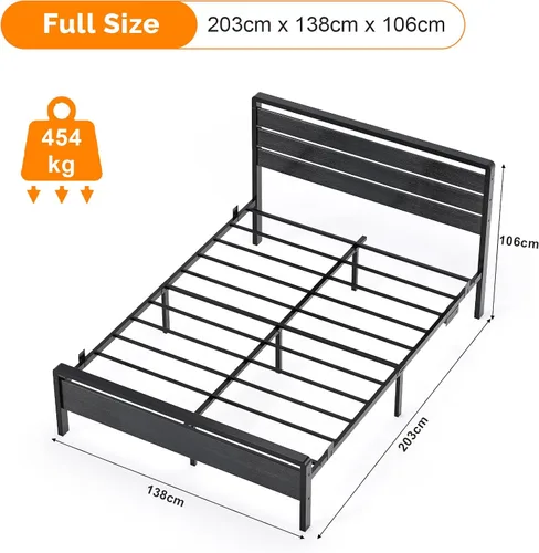 Vista 2 de VINGLI Base de cama de plataforma completa con espacio de almacenamiento debajo de la cama de 12 pulgadas, cabecero y estribo LED RGB, 2 puertos