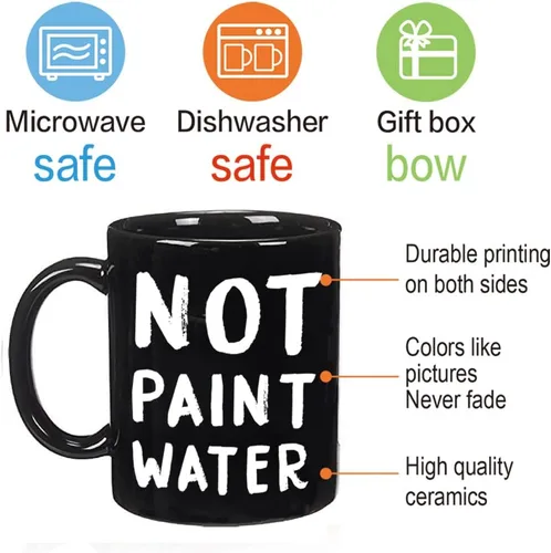 Vista 5 de FALJIOK Divertida taza de café de agradecimiento para profesores de arte, no pintor de agua, regalos para artista, taza de café novedosa