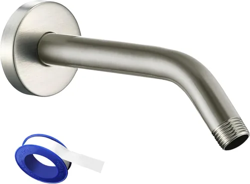 Vista 14 de Brazo de ducha Voolan con brida y cinta de teflón, brazo de cabezal de ducha extensible para cabezal de ducha fijo de baño, acero inoxidable sólido