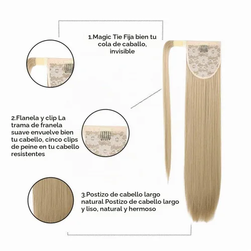 Vista 4 de SEIKEA Extensión de cola de caballo con clip alrededor del cabello lacio para mujer (12 pulgadas, negro)