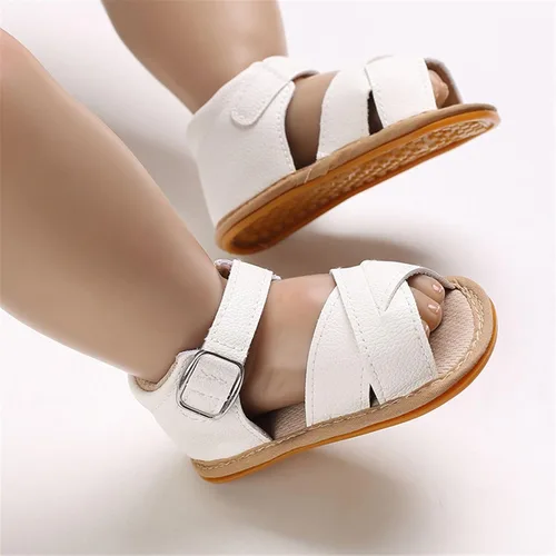 Vista 2 de SOFMUO Sandalias brillantes con lazo para bebés, niñas y niños, suela de goma antideslizante y suave de primera calidad, zapatos de verano