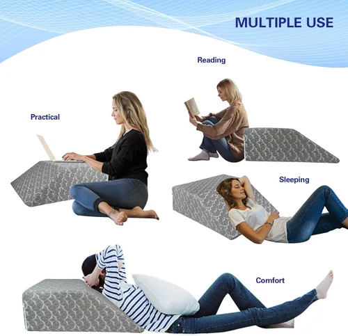 Vista 4 de SUBCULTUREPICK Almohada de elevación de piernas, cuña de cama para soporte de espalda para dormir, almohada de elevación LED de 8 pulgadas, almohada