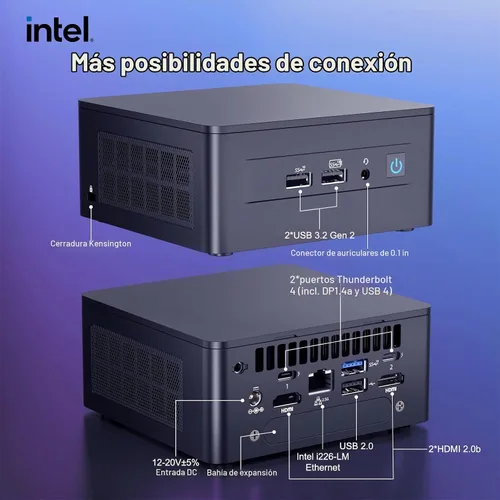 Vista 4 de Intel NUC 13 Pro, NUC13ANHi7 Home & Business Desktop Mini PC Barebone, procesador Core i7-1360P (12 núcleos y 5.0 GHz), gráficos Intel Iris Xe, 16