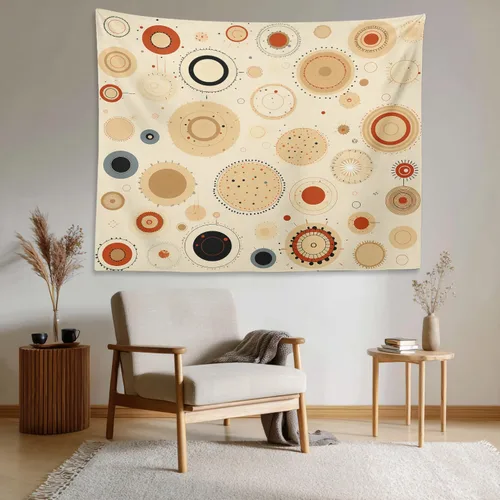 Vista 3 de Shrahala Circles Tapestry, Abstract Art With Various Circles Wall Hanging Hd Print Polyester Backdrop For Dorm Room Bedroom 30 X 40 In