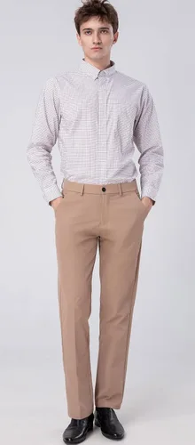 Vista 4 de Plaid&Plain Pantalones de vestir para hombre, pantalones caqui elásticos de ajuste recto sin arrugas