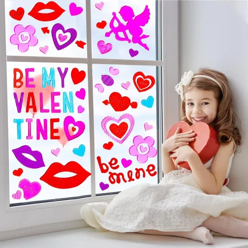 Vista 4 de XIMISHOP 6 calcomanías de gel para ventana de San Valentín para decoración de ventanas