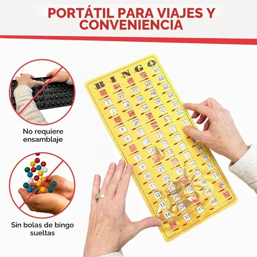 Vista 5 de MR CHIPS Tarjeta de bingo principal con punta de dedo a prueba de atascos con ventanas deslizantes Tarjetas de llamadas de cartón grandes