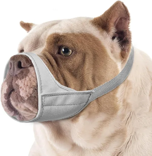 Vista 10 de Mayerzon Bozal de Hocico Corto para Perros, Bozal Pequeño para Chihuahua Shih Tzu American Bully Boxer Cachorro, Cubierta Bucal de Tela Suave