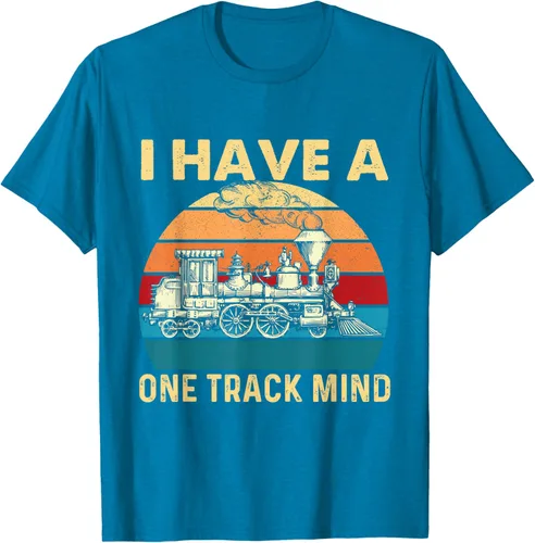 Vista 8 de Camiseta con texto en inglés "I Have A One Track Mind - Trainspotter Model Train Railroad, Negro, S