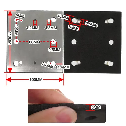 Vista 2 de Almohadilla lijadora para lijadora Makita BO4556 de 1/4 hojas que sustituye a Makita 158324-9-SPD17 BO4556 BO4557 BO4558 BO4565 (1 paquete)
