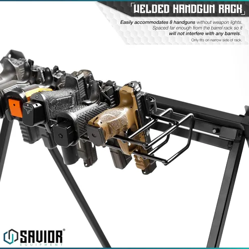 Vista 5 de Savior Equipment Accesorio táctico de 8 pistolas para soporte de rifle corto, marco de acero resistente, se adapta a la mayoría de pistolas