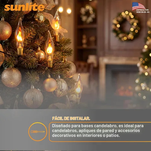 Vista 9 de Sunlite Lámpara de araña pequeña parpadeante con base de candelabro, naranja, para iluminación navideña y decorativa, E12, base de candelabro