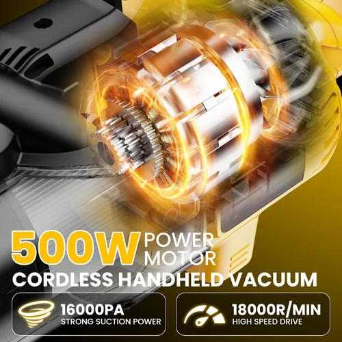 Vista 2 de Aspiradora inalámbrica para batería Dewalt de 20 V, aspiradora de mano ligera 5 en 1 con potente motor de 500 W, aspiradora de mano portátil de 46