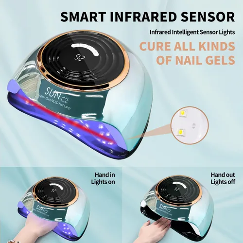 Vista 2 de Luz UV para Uñas 288W Lámpara de Uñas con 63 cuentas LED para esmalte de gel con pantalla LCD, sensor automático y 4 ajustes de temporizador