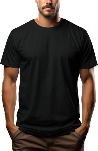 Vista 19 de Camiseta de alta calidad para hombre, 7.1 oz/yd² de algodón puro con cuello redondo