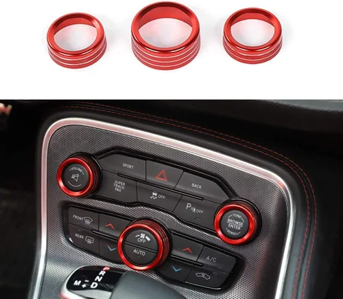 Vista 8 de Keptrim Botón de interruptor de aire acondicionado para Dodge Challenger Charger Chrysler 300 300s 2015-2020, para Ram 2013-2018, aluminio negro, 3