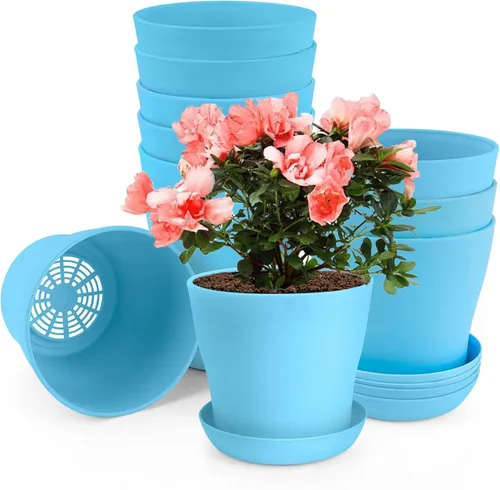 Vista 9 de OALCQ Macetas de 5 Pulgadas 24 Piezas, Macetas de Flores para Plantas de Interior, Macetas para Suculentas, Macetas Pequeñas con Drenaje, Macetas