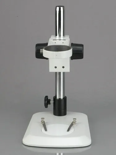 Vista 2 de AmScope TS110L-FR Soporte de mesa para microscopio con base de mariposa, poste largo y estante de enfoque