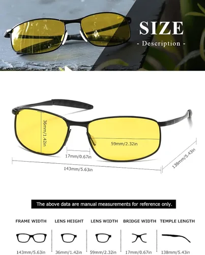 Vista 5 de AEVOGUE anteojos de sol polarizados para hombres, marco metálico rectangular, anteojos retro AE0535.