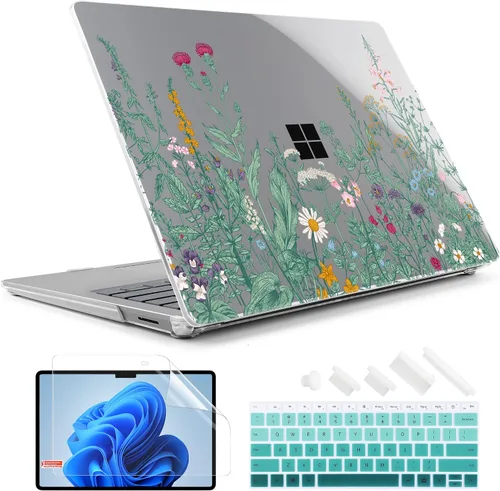 Vista 21 de TWOLSKOO Funda para portátil Microsoft Surface Go 2/1 de 12.4" lanzada con el modelo 1943/2013, carcasa rígida de plástico protectora y cubierta