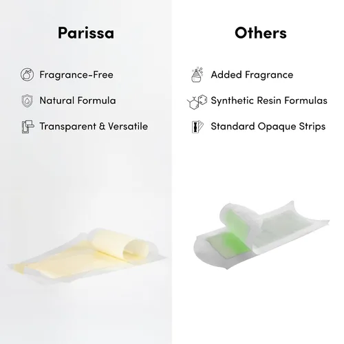 Vista 9 de Parissa Tiras de cera para cuerpo y piernas, 48 tiras grandes de depilación listas para usar, sin cera térmica para piernas, brazos, axilas
