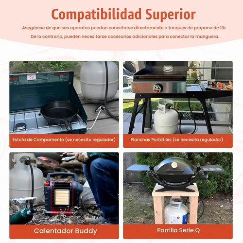 Vista 6 de ABYDA Manguera adaptadora de propano de 3 pies, manguera de tanque de propano de 1 libra a 20 libras con QCC1/tipo 1 para tanques de 5-40 libras