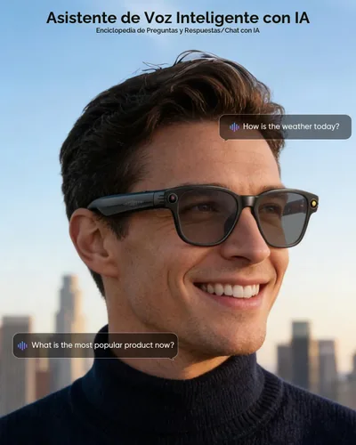 Vista 4 de Gafas inteligentes AI con cámara y Bluetooth, 8MP anti-vibración con chat