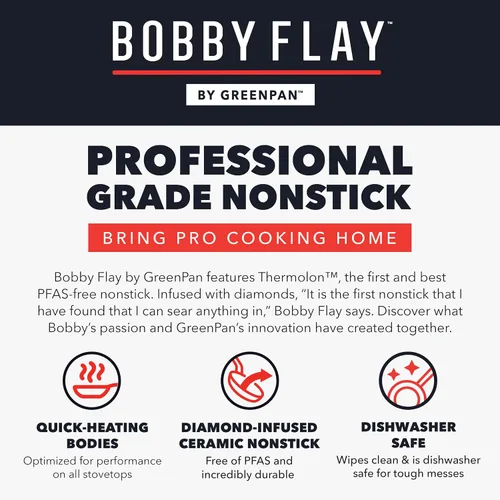 Vista 11 de GreenPan x Bobby Flay 10 Piece Nonstick Cookware Pots and Pans Set, PFAS-Free Diamond Ceramic, Induction Suitable, Easy Clean Dishwasher & Oven