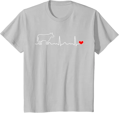 Vista 29 de Camiseta de paciente con corazón I Love My Cow Valve EKG Heartbeat Heart Pacient, Negro, S