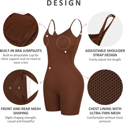 Vista 5 de One Piece Jumpsuits for Women Workout Romper Spaghetti Strap Bodycon Stretch Shorts Jumpsuits