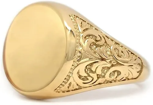 Vista 4 de Elegant Jewel Box Anillo de sello ovalado personalizado unisex en oro sólido de 9k, 14k y 18k, anillo de sello personalizado, anillo Chevalier