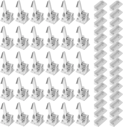Vista 8 de Tuanse 30 cerraduras de gabinete para niños, pestillos de seguridad invisibles para cajones de seguridad con tornillos, cerraduras autoadhesivas