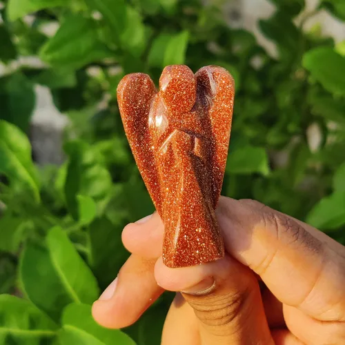 Vista 5 de 2 inches Natural Gemstone Guardian Angel Hand Curved 15 Choices Gemstones Crystal Prayer Angel Home Protection Pocket Crystal Angel