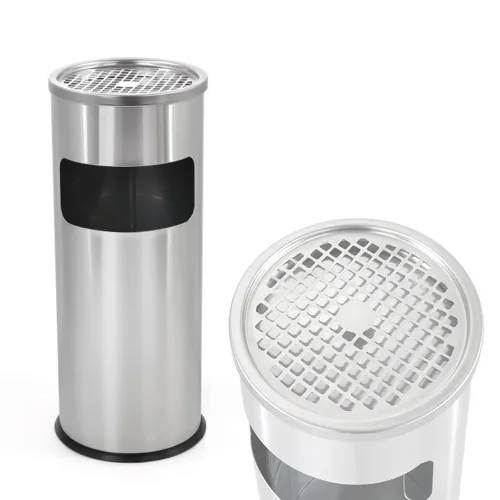 Vista 8 de IRONWALLS Cubo de basura para exteriores e interiores con tapa, contenedor de basura de acero inoxidable negro, contenedor de receptáculo, cubo