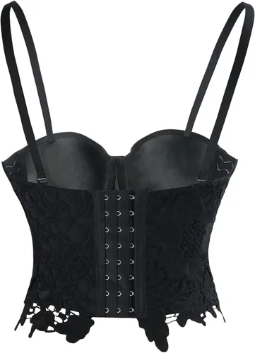 Vista 4 de Charmian - Corset para mujer, diseño punk, gótico, con encaje floral, para fiesta