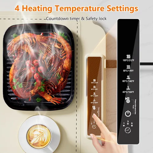 Vista 3 de Tapete de calentamiento para alimentos, bandeja de calentamiento eléctrica, bandeja de calentamiento eléctrico de grafeno de superficie completa