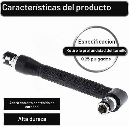 Vista 2 de Mini destornillador y juego de puntas, unidad de 1/4 pulgada,Mango de extensión en forma de L llave hexagonal de doble cabezal