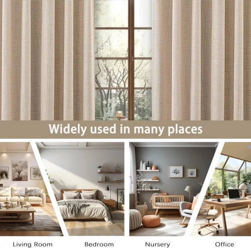 Vista 7 de DriftAway Cortinas plisadas de lino semitransparentes con textura de casa de campo sólidas y rústicas modernas para sala de estar y dormitorio, 2