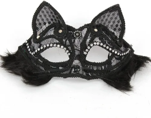 Vista 4 de Himine 2 piezas máscara de encaje para gatos de fiesta de mascarada