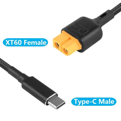 Vista 2 de SinLoon Cable de carga tipo C a XT60 de 39.3 pulgadas USB C a XT60 hembra Cable adaptador para dron, modelo, energía de almacenamiento de energía